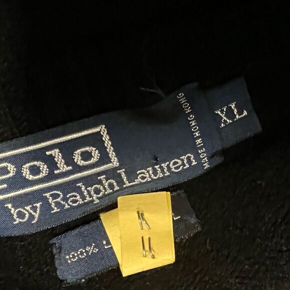 90s Polo Ralph Lauren Lambswool Black Pony Classic Oversized V Neck Sweater XL - Picture 9 of 9